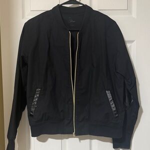 Jaanuu Black Bomber Jacket with Gold Zipper